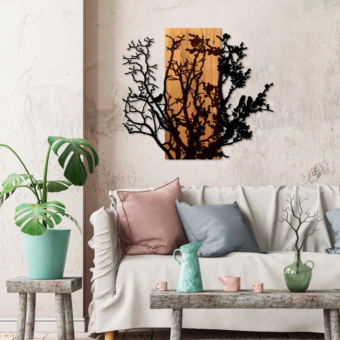 Wallity About Dry Grasses - Escultura de pared en Nogal y Negro